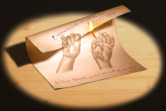 geheime Botschaft, 2014, surreale Fotomontage mit Zeichnung, 30 cm x 40 cm, Wolfram Keller  