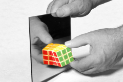 Eine halbe Spiegelung, (ein Spiegelbild), 2022, surreale Fotomontage 30 cm x 40 cm, Wolfram-Keller