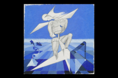 Beginnender surrealer Kubismus, Handzeichnung, 2020, Bleistift und Öl auf Papier, 20,7cm x 20,2cm, Wolfram Keller