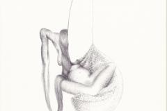 Der Alp verläßt die Zeitkapsel, Handzeichnung, 2020, Kugelschreiber auf Papier, 29,7cm x 21 cm, Wolfram Keller